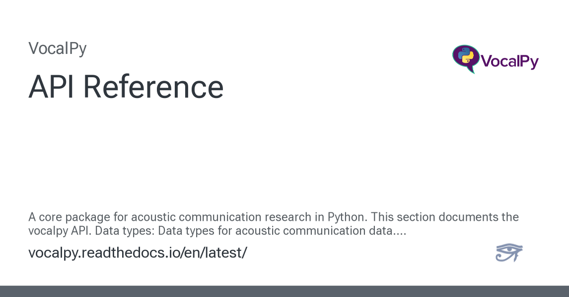 API Reference — VocalPy documentation
